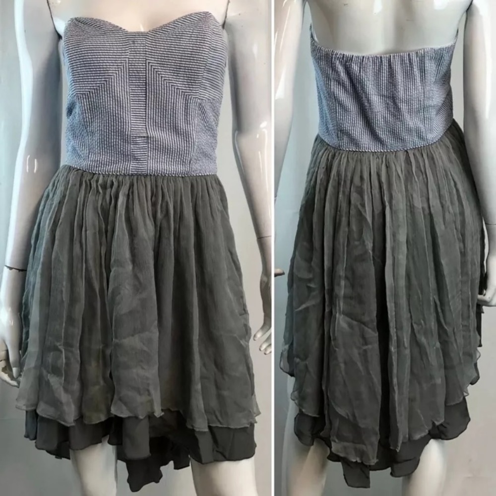 Jolie & Elizabeth Striped Silk Seersucker Dress